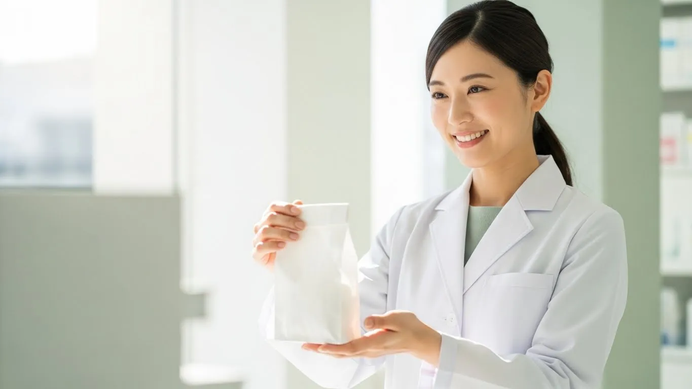薬を手渡す薬剤師